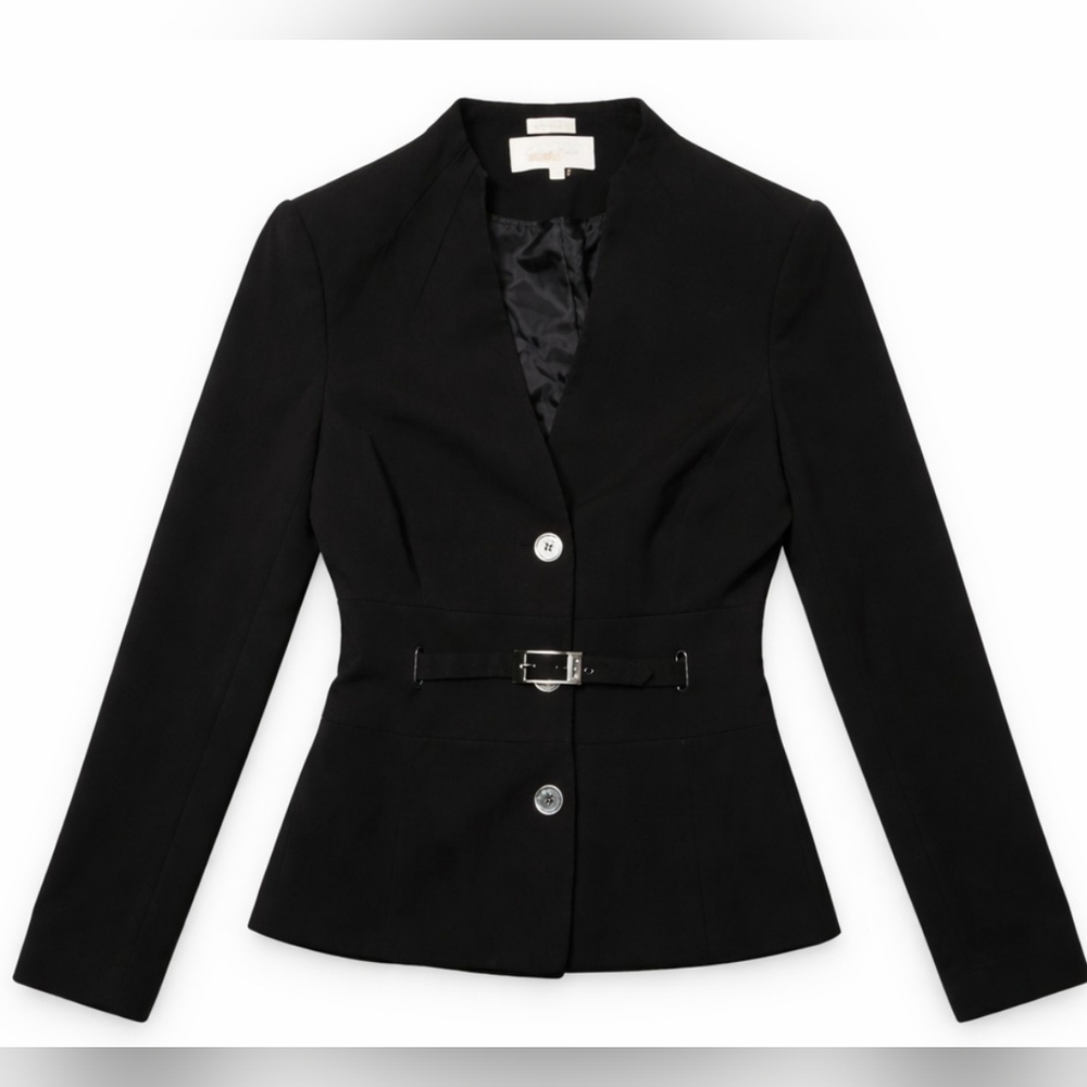 Calvin Klein Women’s Black Tailored Belted Blazer Jacket